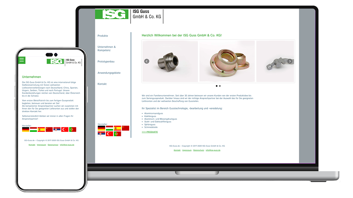 SINEOS ISG-Guss alte Homepage